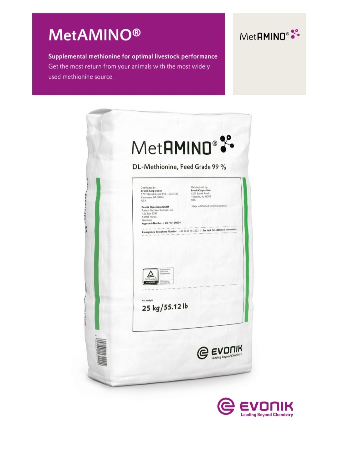Evonik DL Methionine, Feed Grade 99%
